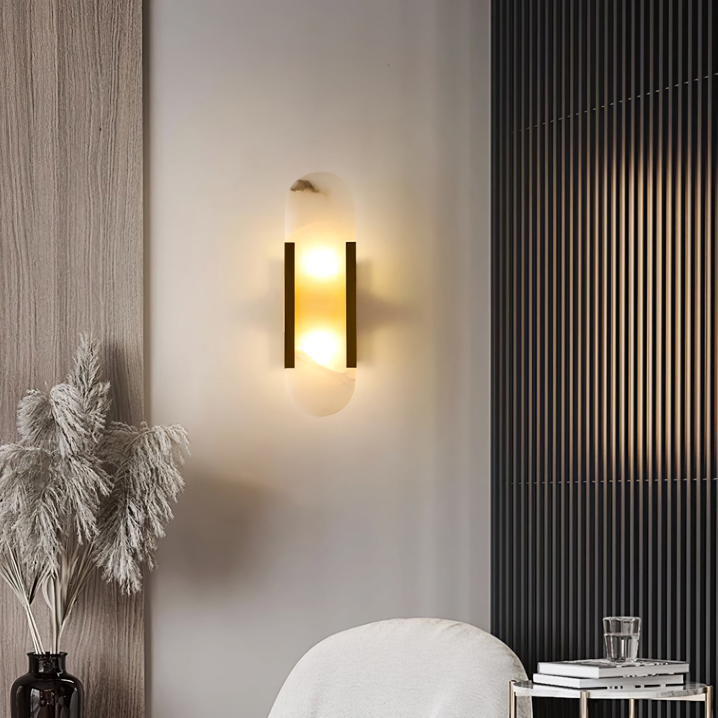 Melange Elongated Alabaster Wall Light Wall Light, Hardwired Wall Sconce, detail 86