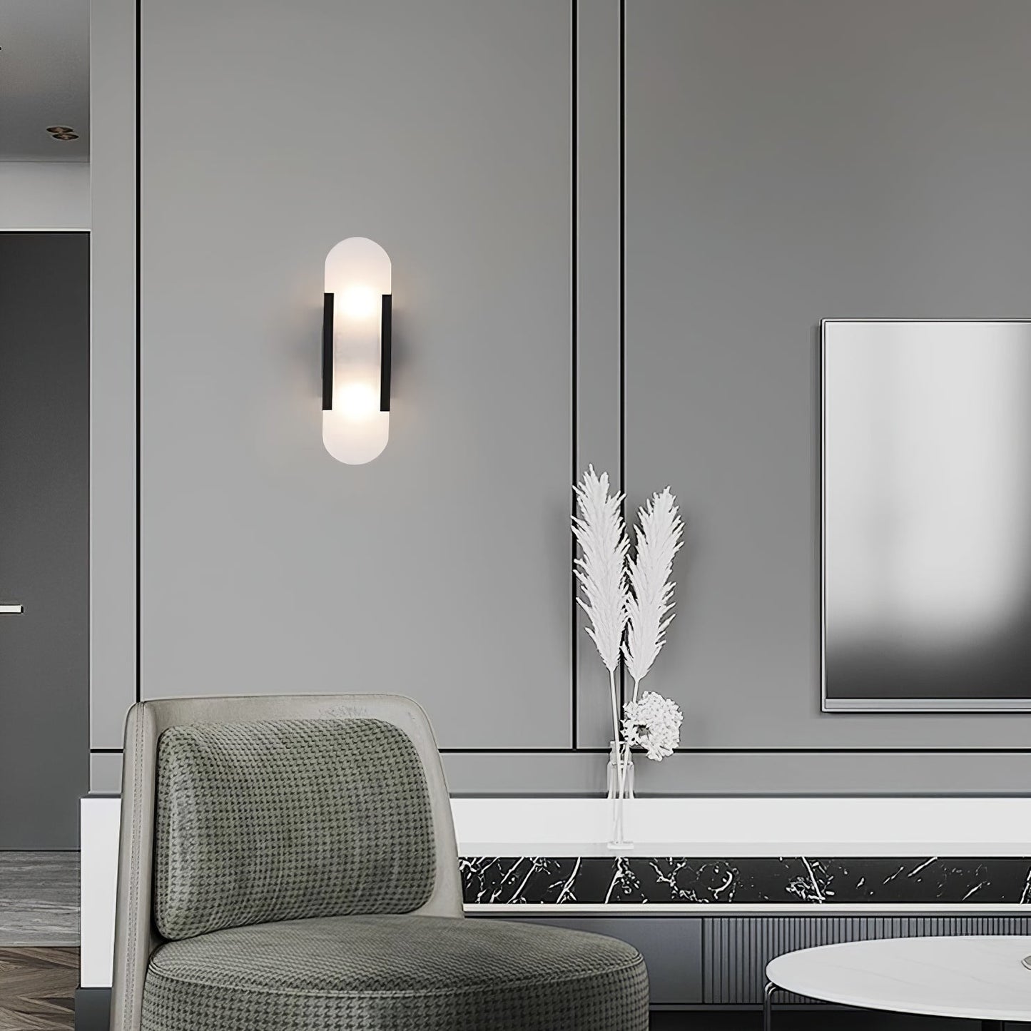Melange Elongated Alabaster Wall Light Wall Light, Hardwired Wall Sconce, detail 88