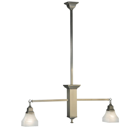 Bungalow White Alabaster Swirl 39 Inch 2 Light Linear Suspension Light Lighting Fixture - Tianguang Alabaster Lighting