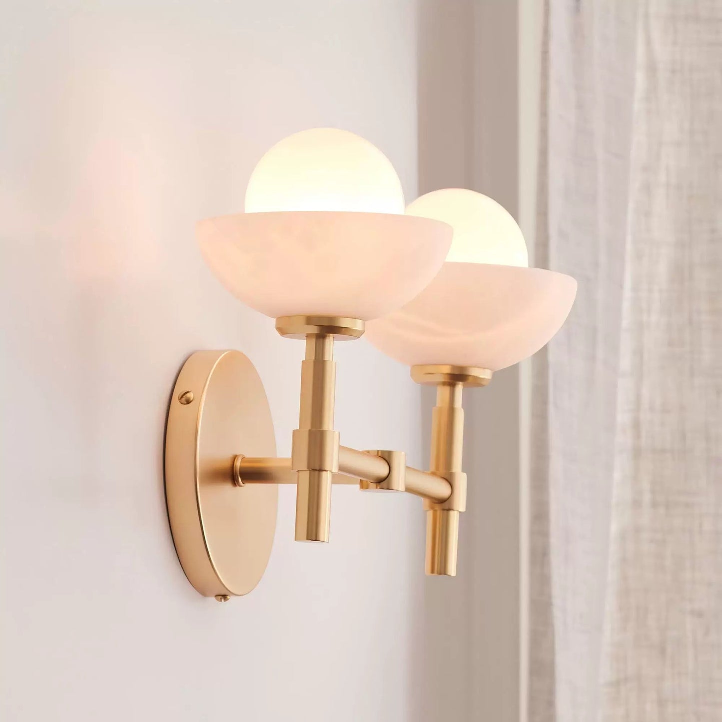 Milo Alabaster Double Wall Light, Hardwired Wall Sconce, detail 15