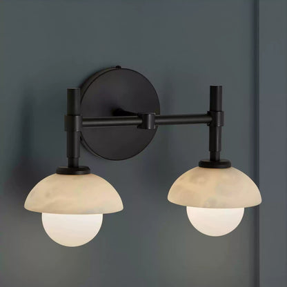 Milo Alabaster Double Wall Light, Hardwired Wall Sconce, detail 4