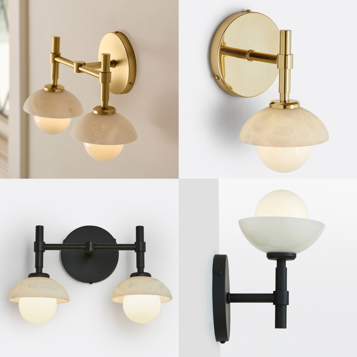 Milo Alabaster Double Wall Light, Hardwired Wall Sconce, detail 17