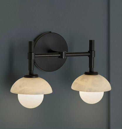 Milo Alabaster Double Wall Light, Hardwired Wall Sconce, detail 16