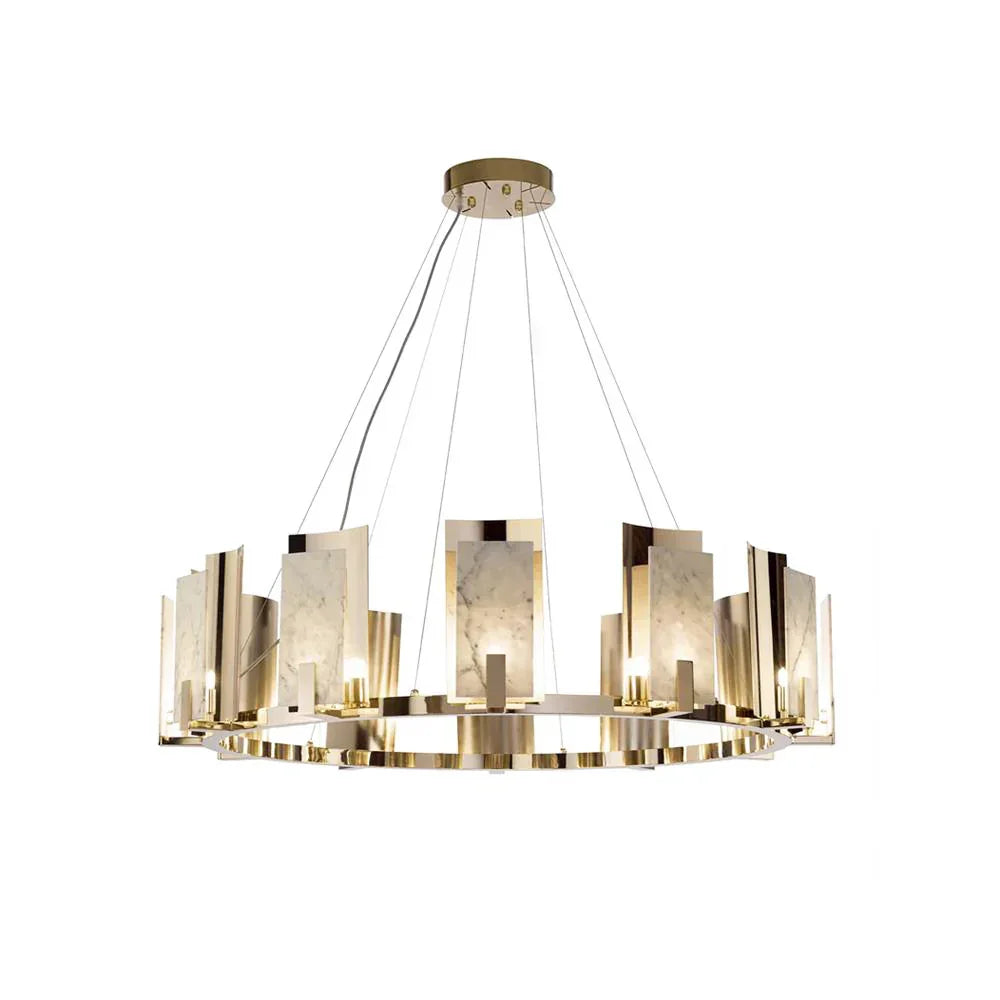 Modern Alabaster Jessie Round Chandelier - Tianguang Alabaster Lighting