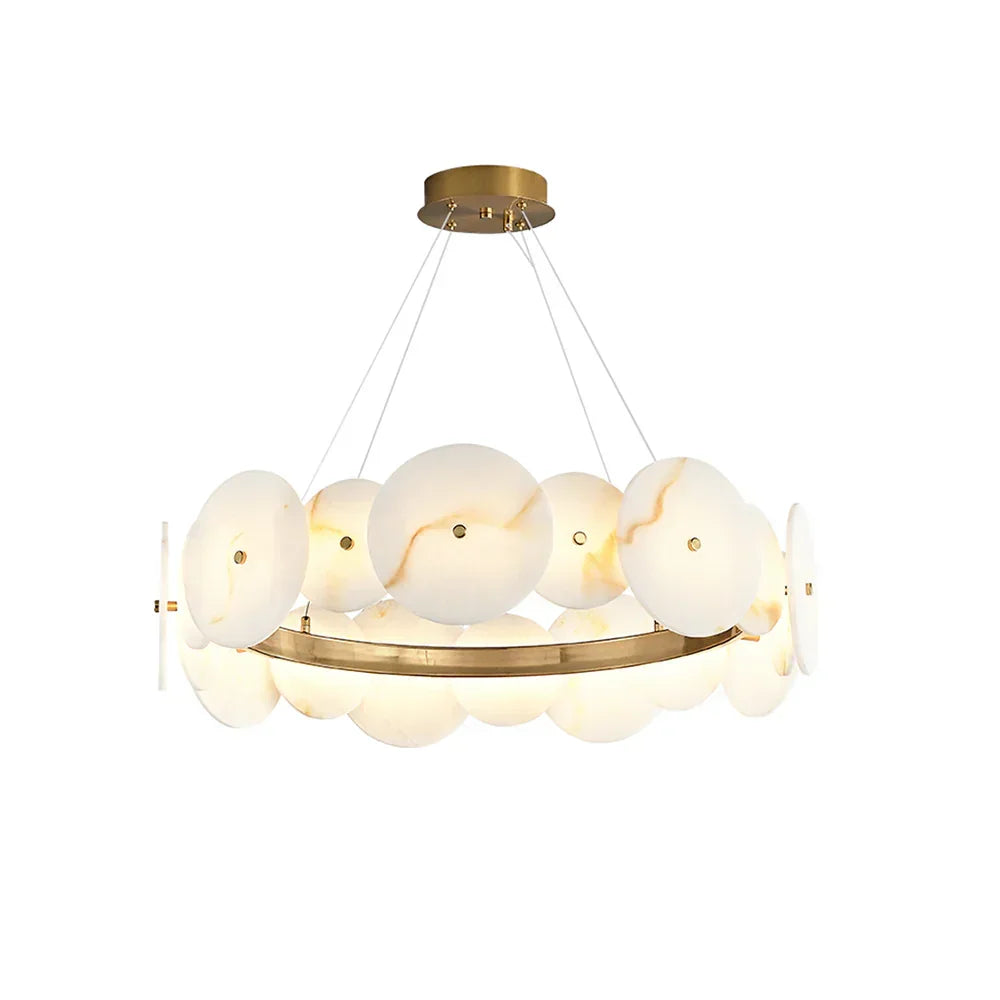 Alabaster Multiple Round Chandelier - Tianguang Alabaster Lighting