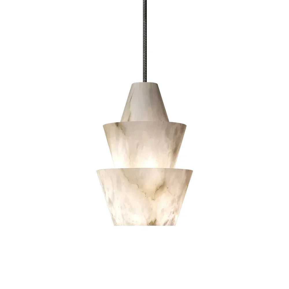 Modern Stacked Conical Alabaster Pendant Light - Tianguang Alabaster Lighting