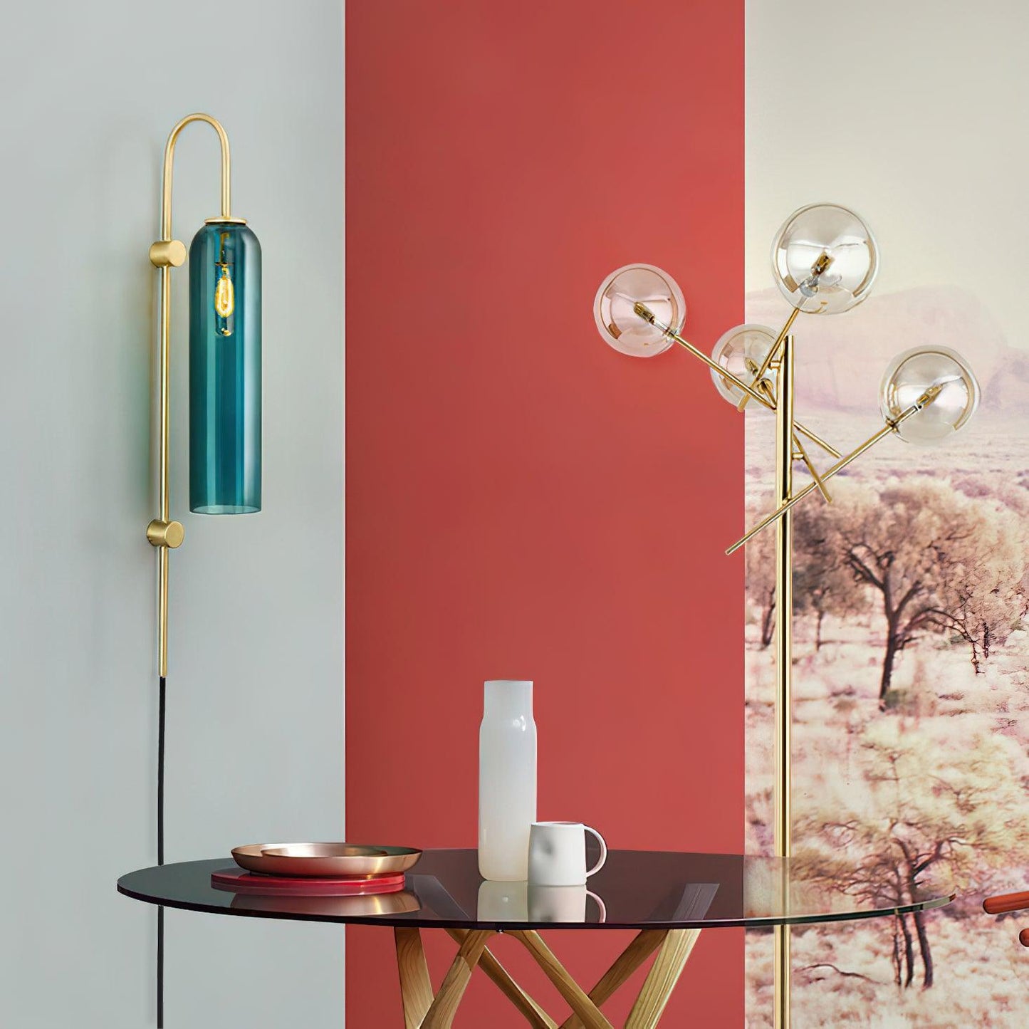 Contemporary Glass Plug-In Wall Light, Plug-In Wall Sconce, detail 29