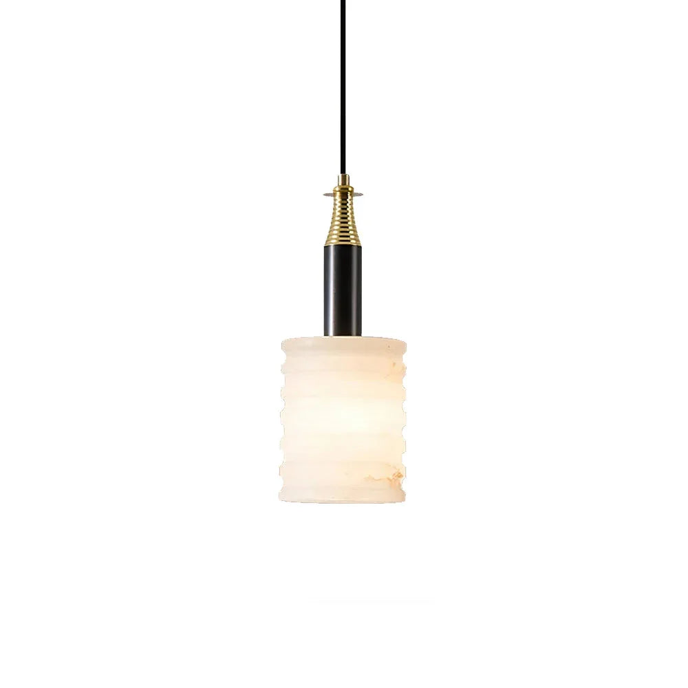 Alabaster Cylindrical Thread Pendant Light - Tianguang Alabaster Lighting