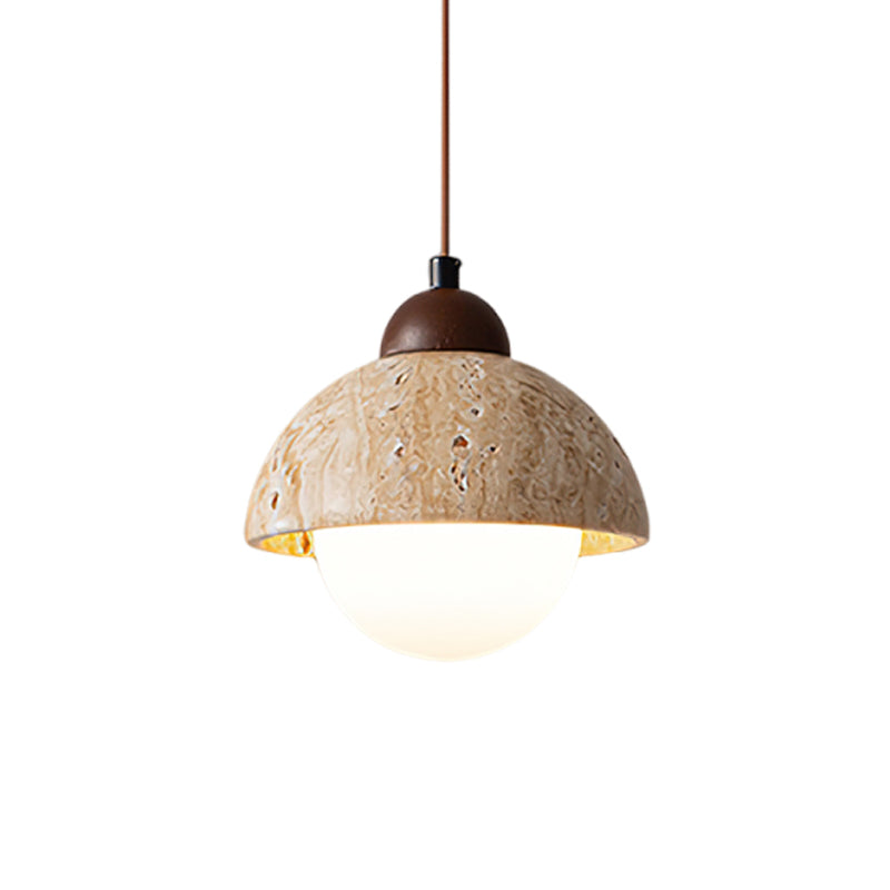Nora Dome Travertine Pendant Lamp 5.9 in Dia Island Pendant - Tianguang Alabaster Lighting