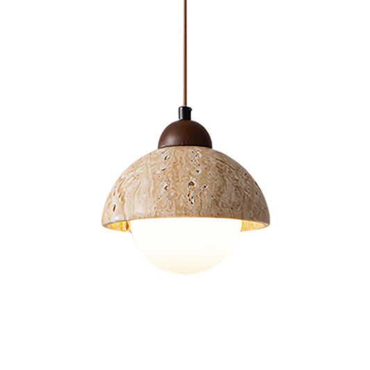 Nora Dome Travertine Pendant Lamp 5.9 in Dia Island Pendant - Tianguang Alabaster Lighting