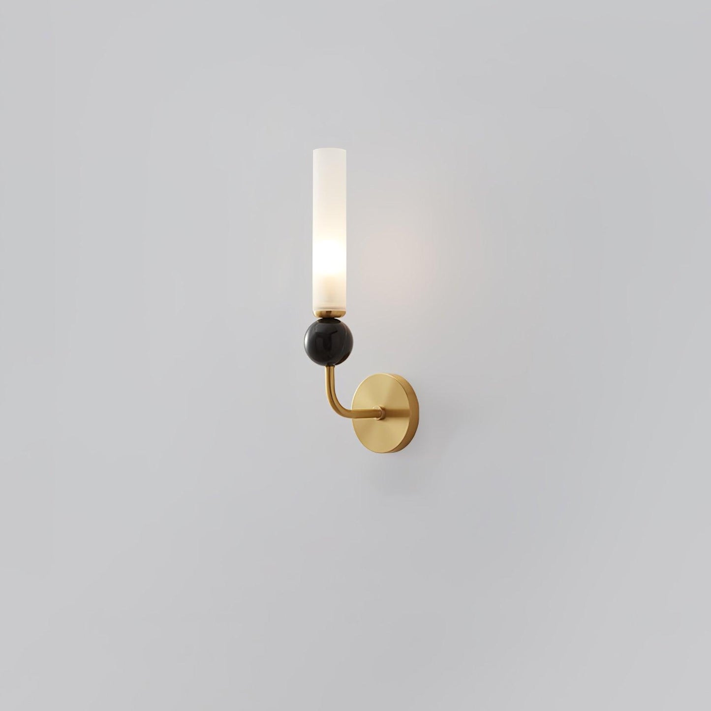 Marble Vertical Wall Light, Hardwired Wall Sconce, Brass, Model A: ∅ 10cm x H 36cm