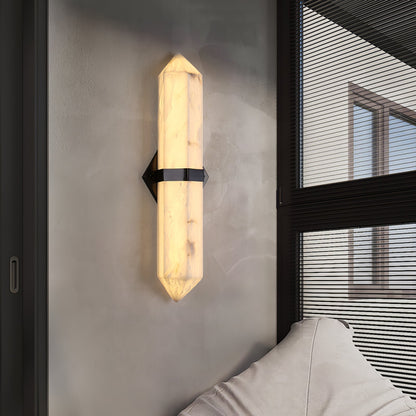 Alabaster Obelisk Wall Light, Hardwired Wall Sconce, detail 10