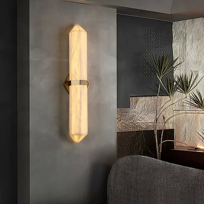 Alabaster Obelisk Wall Light, Hardwired Wall Sconce, detail 2