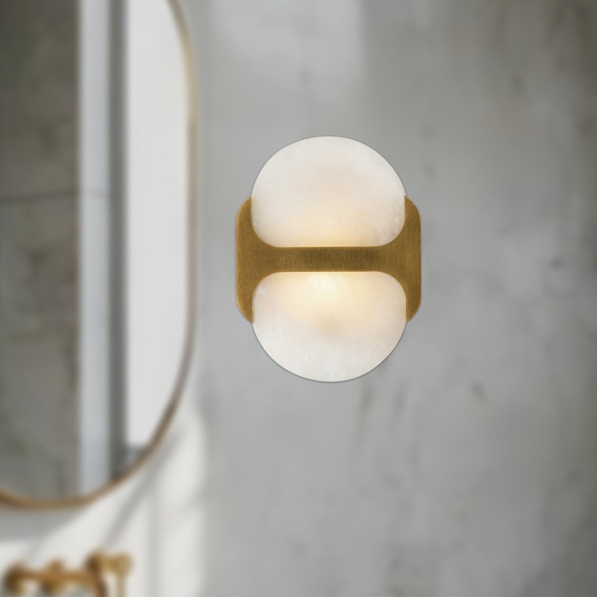 Odin Alabaster Wall Light - Dia 18cm x H 24cm Metal, Hardwired Wall Sconce, detail 7