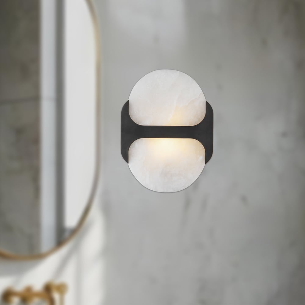 Odin Alabaster Wall Light - Dia 18cm x H 24cm Metal, Hardwired Wall Sconce, detail 17