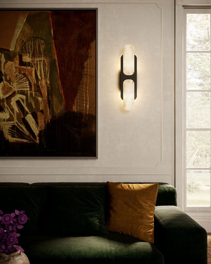 Odin Alabaster Wall Light - Dia 18cm x H 24cm Metal, Hardwired Wall Sconce, detail 6