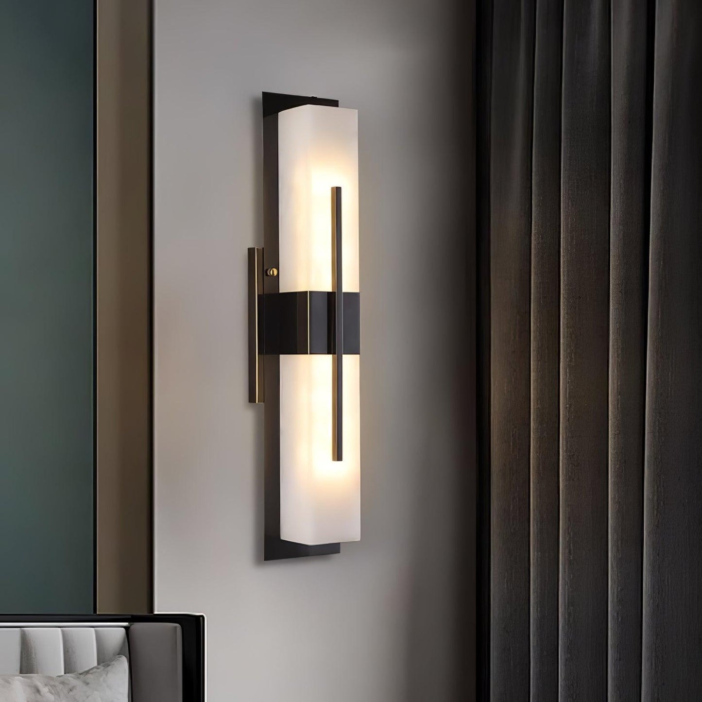 Axis Twin Alabaster Wall Light, Hardwired Wall Sconce, detail 6