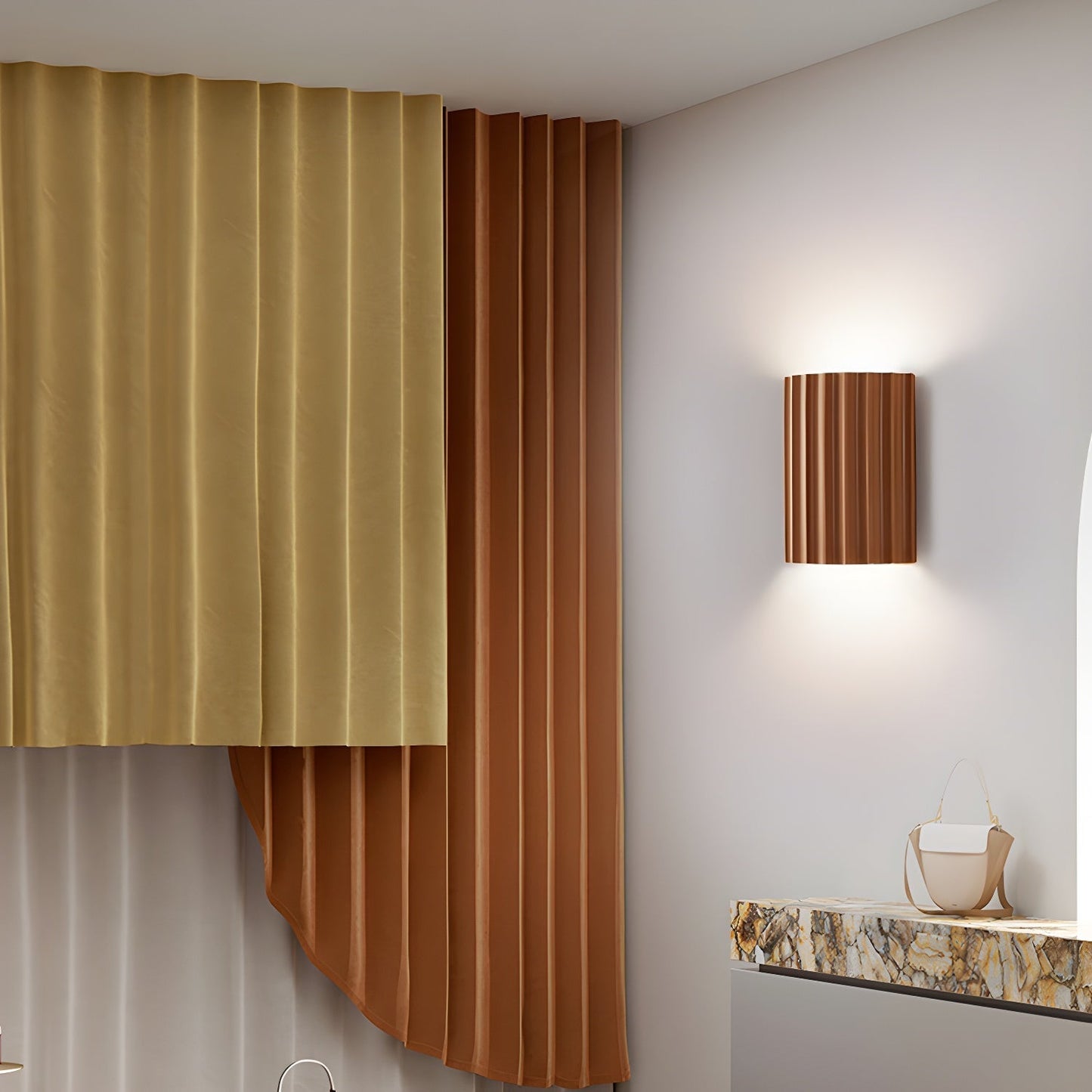 Resin Ribbed Wall Light, Hardwired Wall Sconce, detail 17