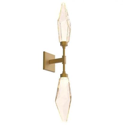 Rocast Crystal Double Wall Light, Bedroom Wall Sconce, Metal, 6.5" D