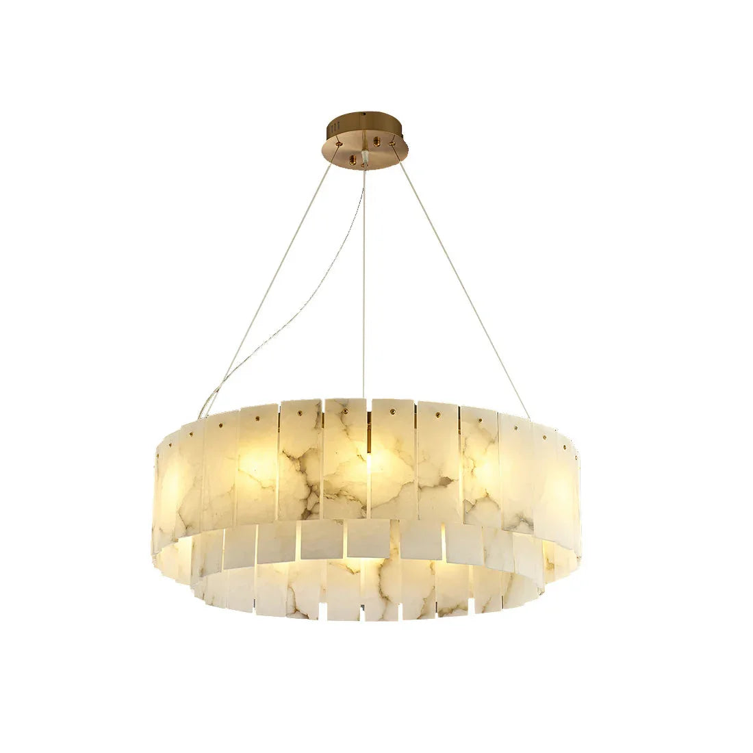 Rectangular Alabaster Round Chandelier - Tianguang Alabaster Lighting