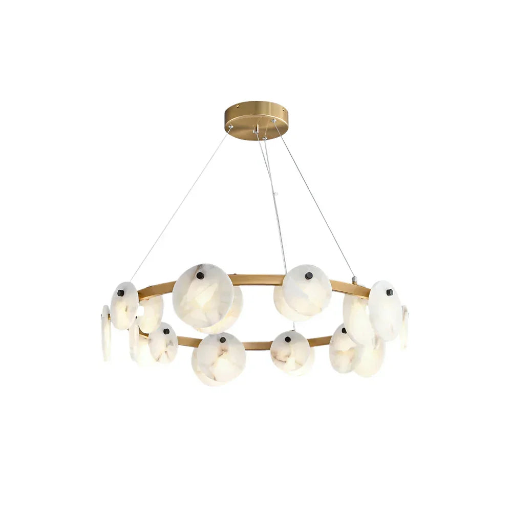 Round Trinidad Alabaster Chandelier - Tianguang Alabaster Lighting