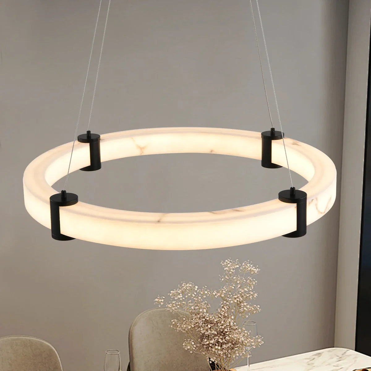 23.6" Marble Ceiling Light - Tianguang Alabaster Lighting