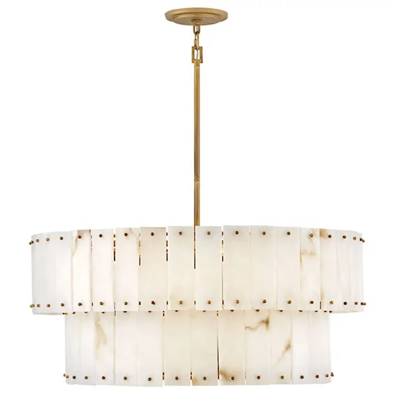 Simona Alabaster Drum 2-Tier Chandelier - Tianguang Alabaster Lighting