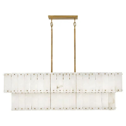 Simona Alabaster Linear 2-Tier Chandelier - Tianguang Alabaster Lighting