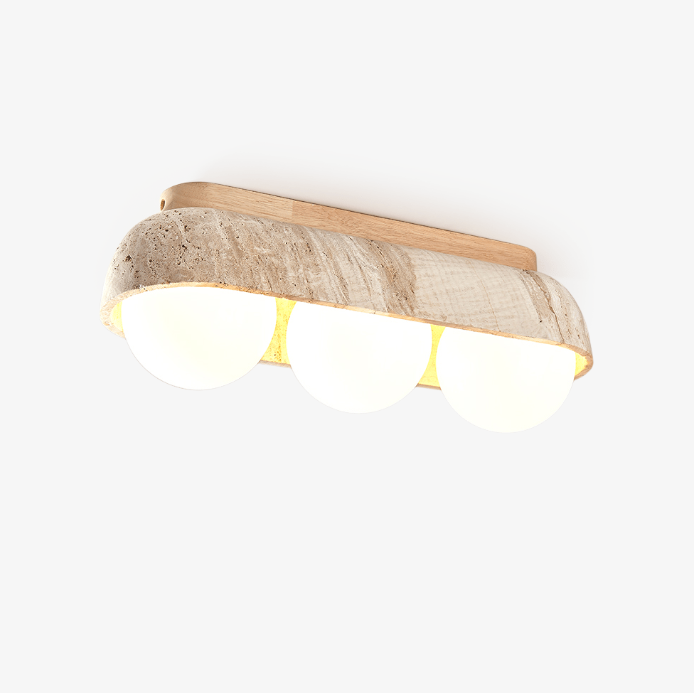 Solstice Trio Ceiling Lamp Travertine Ceiling Light - Tianguang Alabaster Lighting