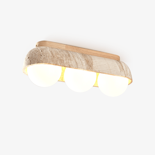 Solstice Trio Ceiling Lamp Travertine Ceiling Light - Tianguang Alabaster Lighting