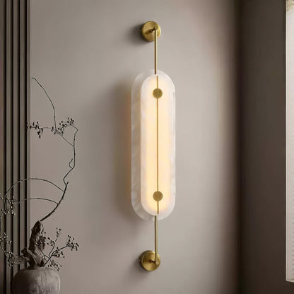 Solvane Alabaster Wall Light - Dia 18cm x H 80cm Metal, Hardwired Wall Sconce, detail 7