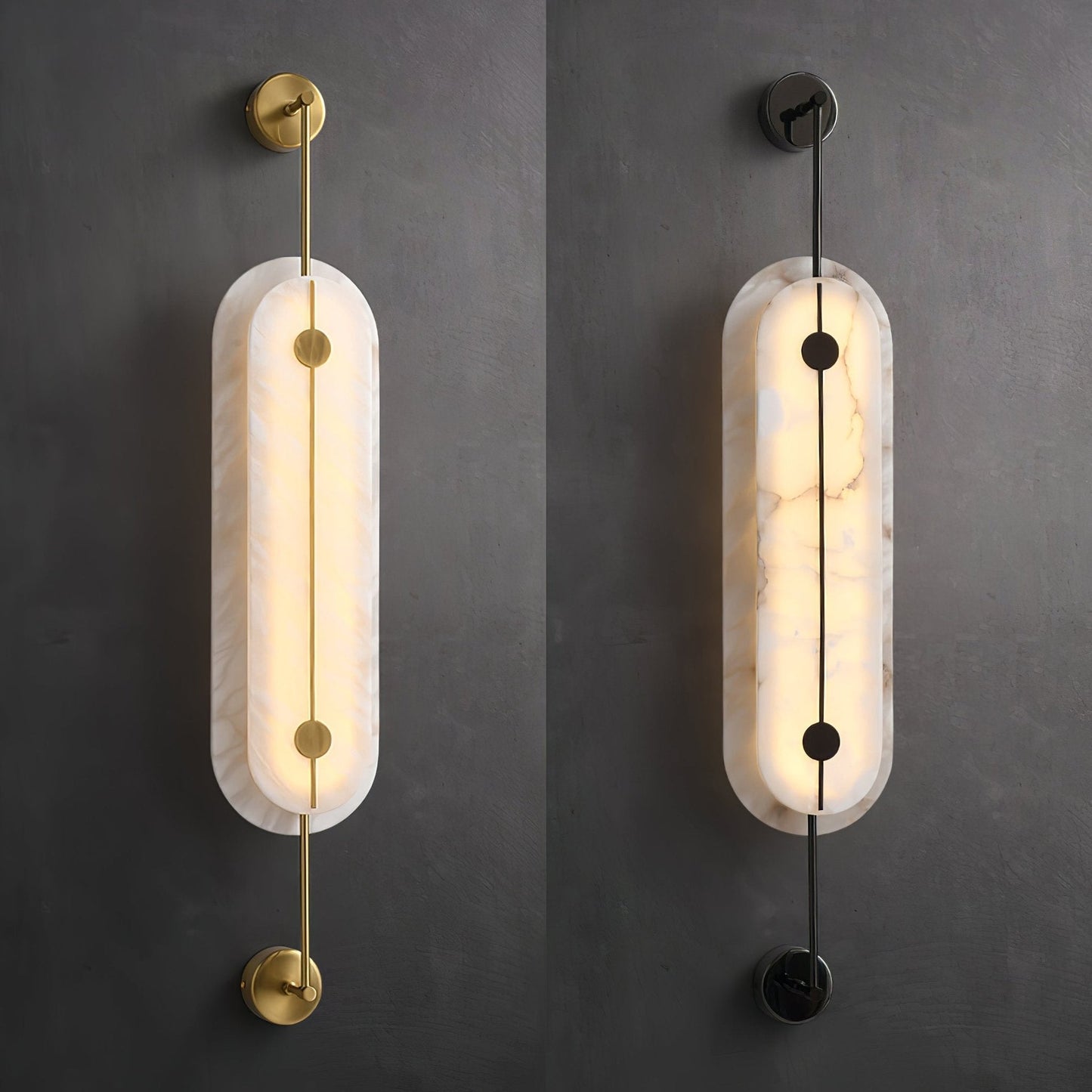 Solvane Alabaster Wall Light - Dia 18cm x H 80cm Metal, Hardwired Wall Sconce, detail 5
