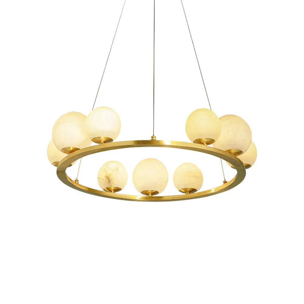 Spherical Tagliato Alabaster Chandelier - Tianguang Alabaster Lighting