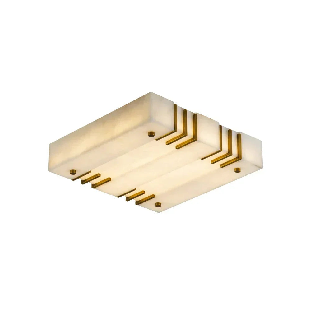 Square Alabaster Gold Ceiling Lamp Ceiling Light - Tianguang Alabaster Lighting