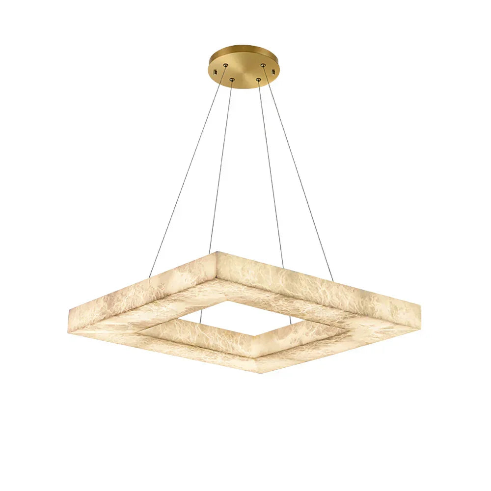 Square Modern Alabaster Chandelier - Tianguang Alabaster Lighting