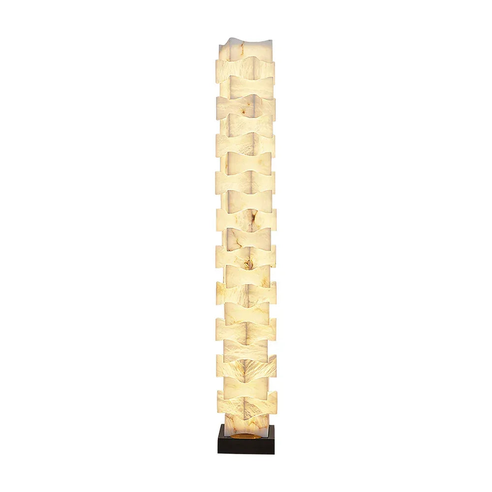 Stacked Alabaster Squares Floor Lamp 28 cm W x 160 cm H - Tianguang Alabaster Lighting