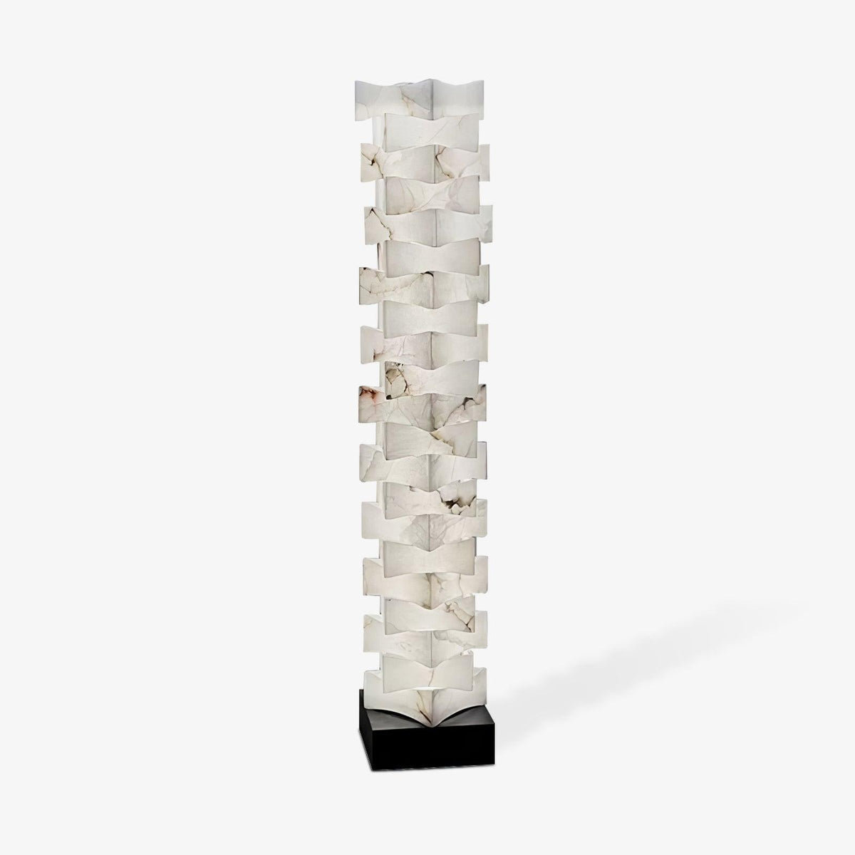 Stacked Alabaster Squares Floor Lamp 28 cm W x 160 cm H Plug-In - Tianguang Alabaster Lighting