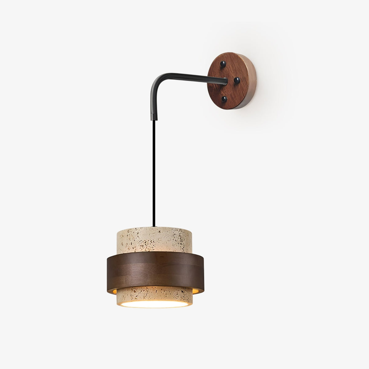 Stonova Travertine Wall Sconce 6.7 in Dia Walnut - Tianguang Alabaster Lighting