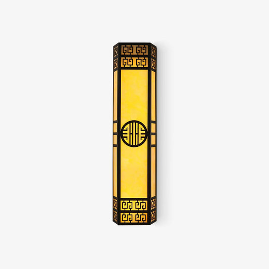 Stripe Outdoor Alabaster Wall Light 25 cm W x 80 cm H Black & Light Yellow - Tianguang Alabaster Lighting