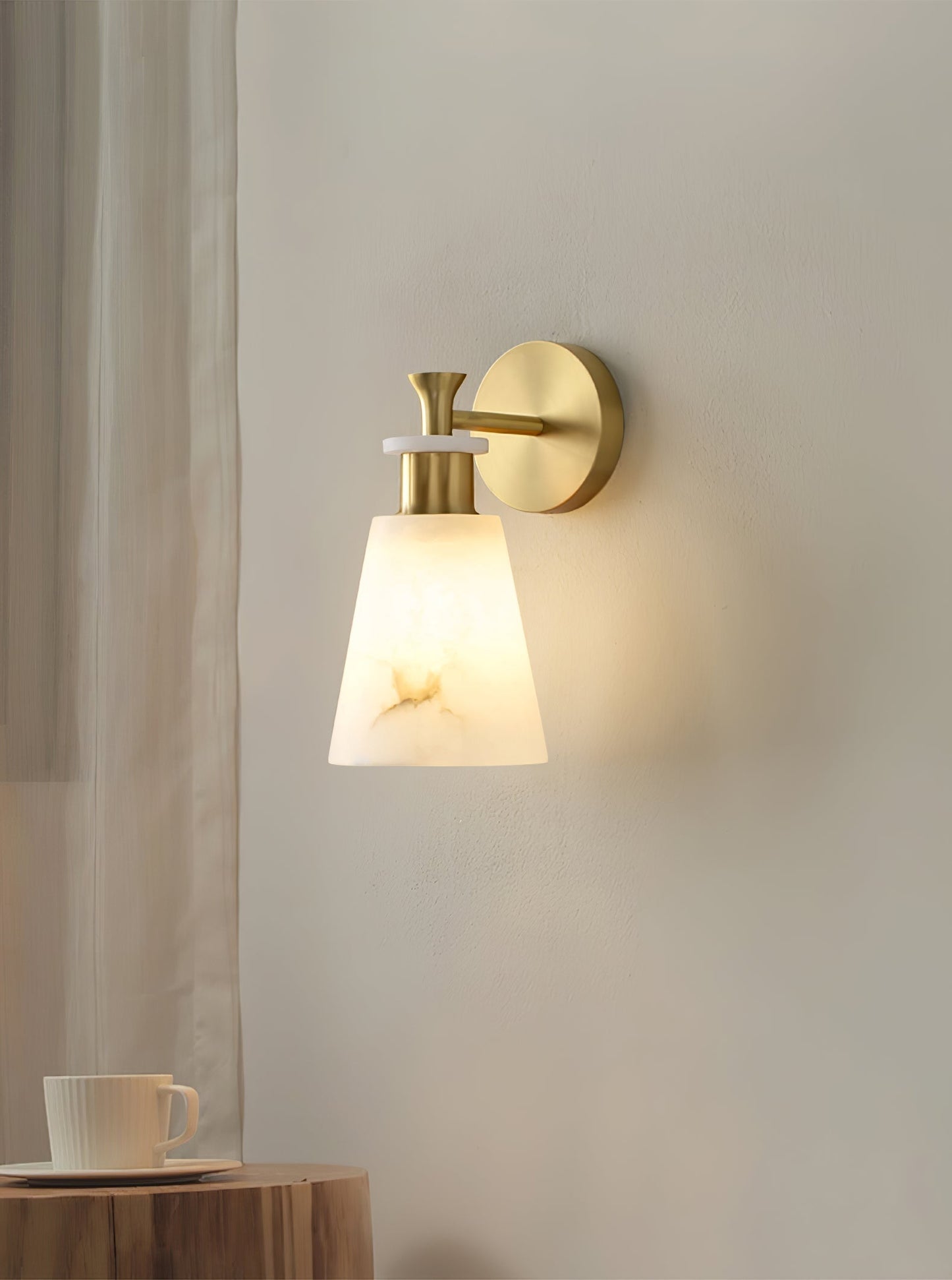Tapered Alabaster Wall Light, Hardwired Wall Sconce, detail 7