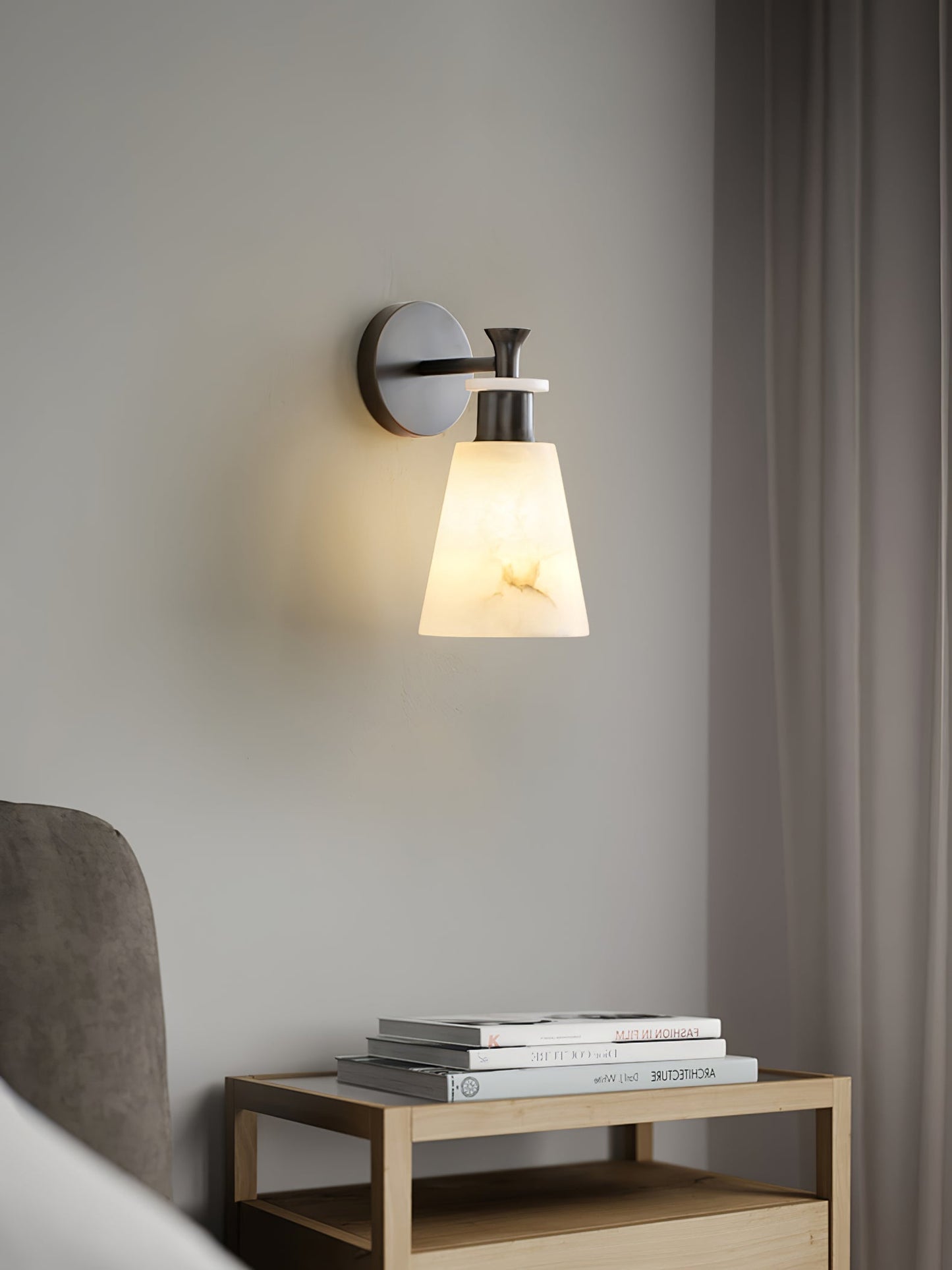 Tapered Alabaster Wall Light, Hardwired Wall Sconce, detail 16