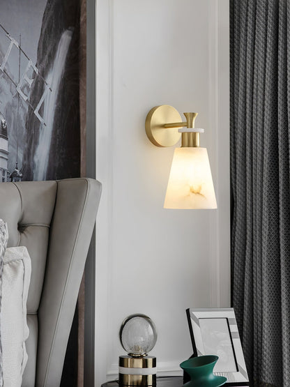 Tapered Alabaster Wall Light, Hardwired Wall Sconce, detail 6