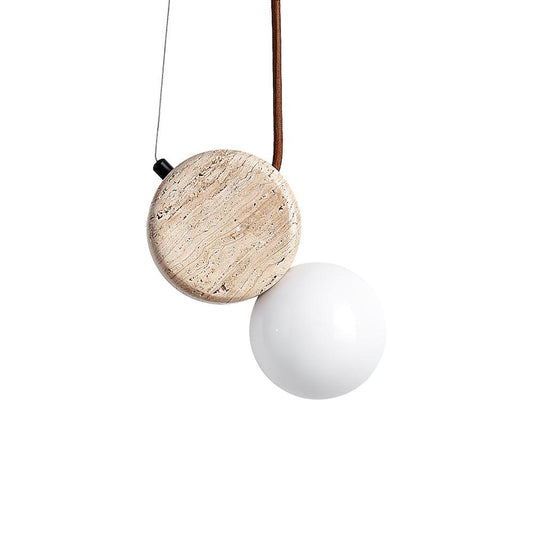 Tranquil Glow Travertine Pendant Lamp 4.3" - Tianguang Alabaster Lighting