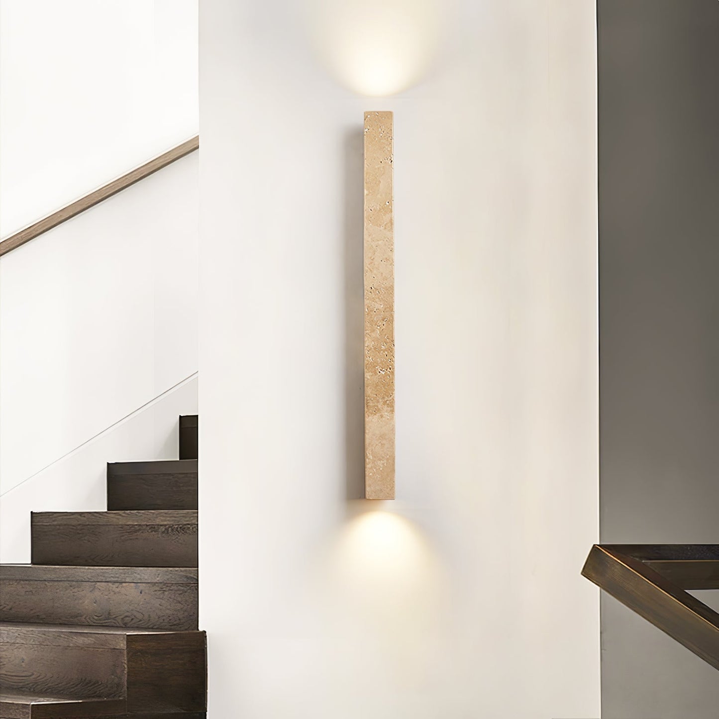 Travertine Column Wall Light, Hardwired Wall Sconce, detail 4