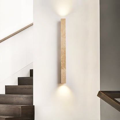 Travertine Column Wall Light, Hardwired Wall Sconce, detail 4