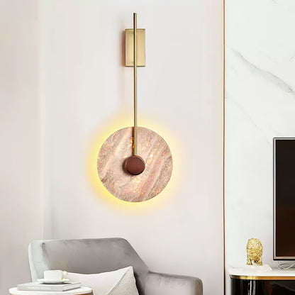 Travertine Disc Wall Light, Hardwired Wall Sconce, detail 4