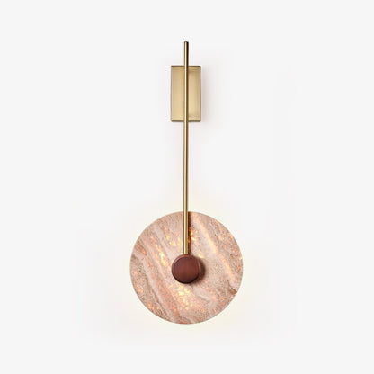 Travertine Disc Wall Light, Hardwired Wall Sconce, Dia 30cm x H 75cm
