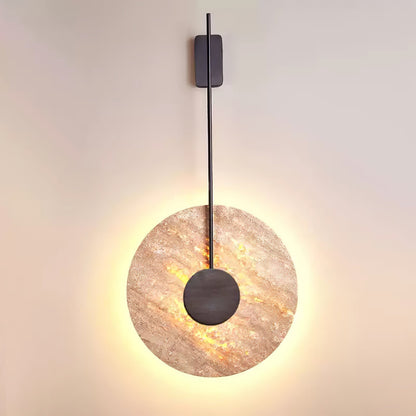 Travertine Disc Wall Light, Hardwired Wall Sconce, detail 12