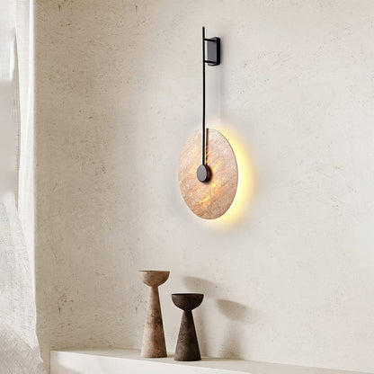Travertine Disc Wall Light, Hardwired Wall Sconce, detail 8