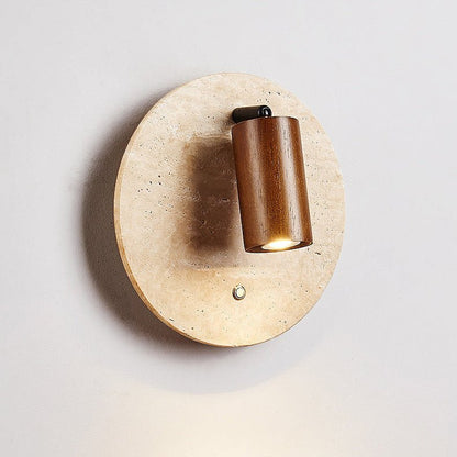 Travertine Spot Wall Light, Hardwired Wall Sconce, Metal, Dia 25cm x H 25cm